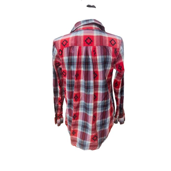 Ariat Womens Red Plaid Button-Up Western Cowgirl Shirt S Santa Fe Tribal Print - Picture 3 of 12